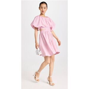NWT o.p.t. One Pretty Thing Ida Dress Puff Sleeve Pink Wedding $159 Size Large